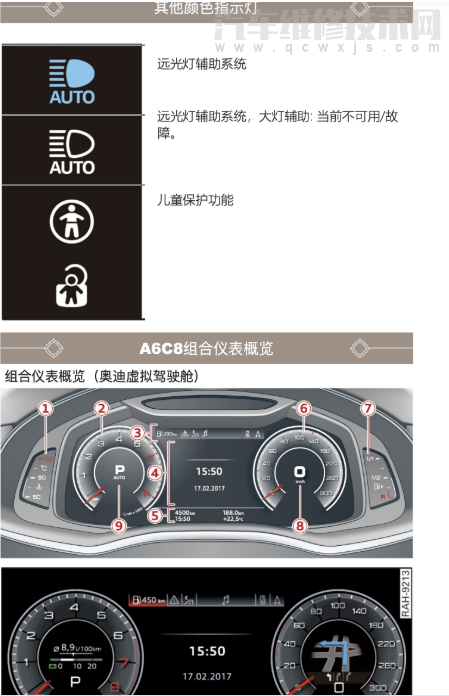 奥迪仪表盘故障指示灯符号 图解 - 汽车维修技术网
