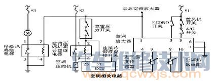 三菱帕杰罗大修后空调压缩机不工作冷凝器风扇不转