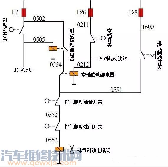 东风天龙排气制动电路分析