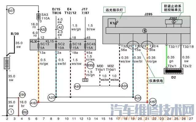 【组合仪表电路图识读方法】图1