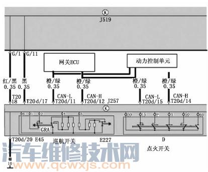 大众途安巡航功能失效维修案例 故障码16952