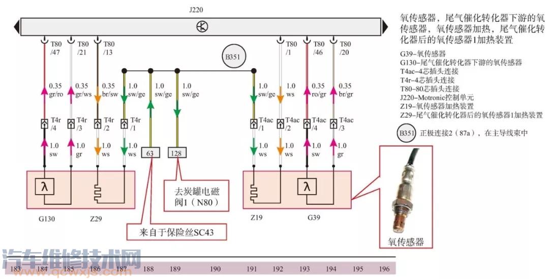 四线氧传感器电路图图片