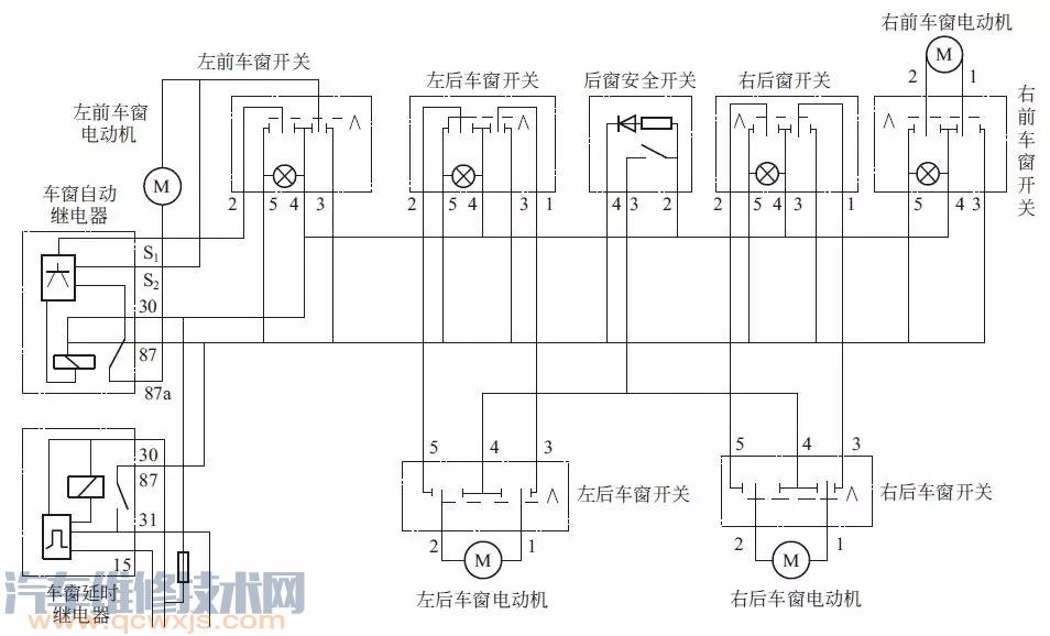 【汽车电动车窗的构成与工作原理及电路图】图2