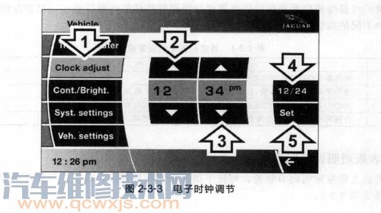 捷豹XK电子时钟时间设定