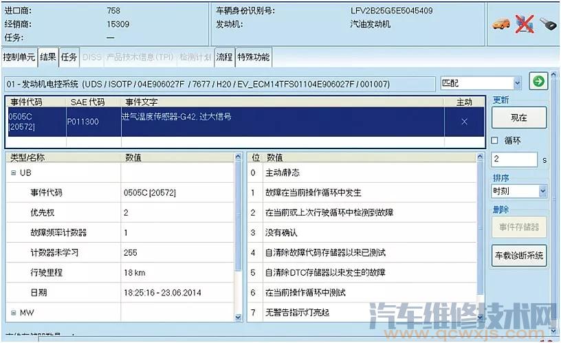 高尔夫进气温度传感器导致怠速不稳，发动机故障灯长亮故障维修