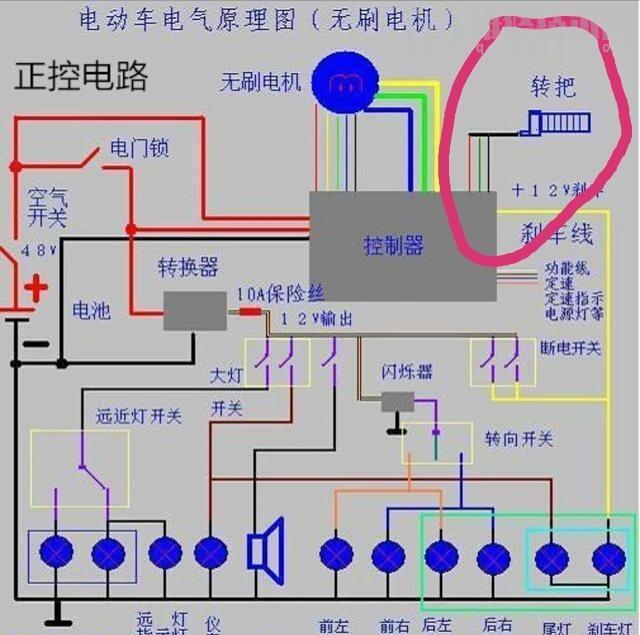 电动滑板车转把接线图图片