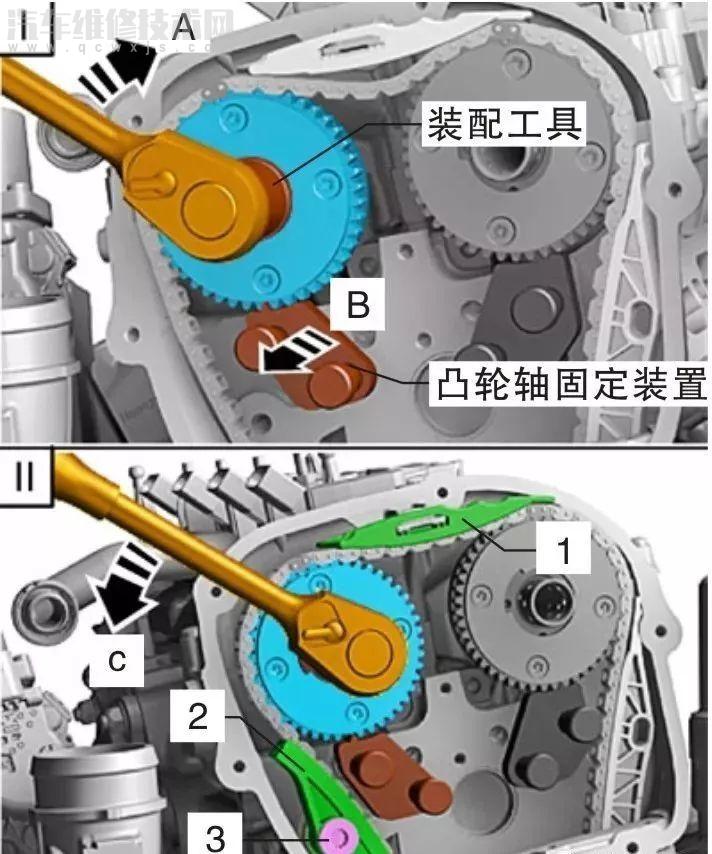 大众EA888发动机正时链条和高压油泵拆装图解